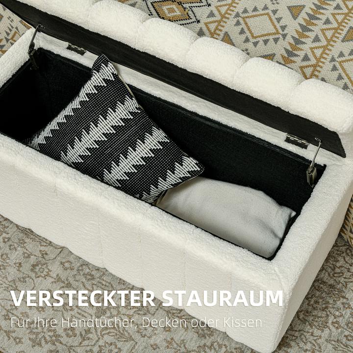 Image du produit Homcom Sitztruhe Polyester, Eukalyptusholz Cremeweiss (45 cm)