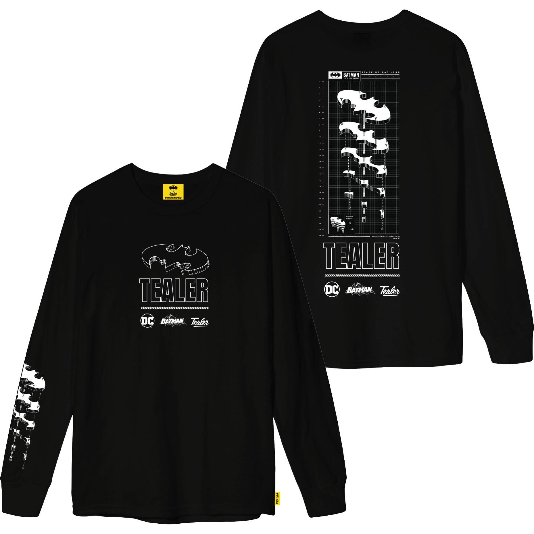 Tealer, Herren, Shirt, langarm-t-shirt batman, Schwarz, (XS)