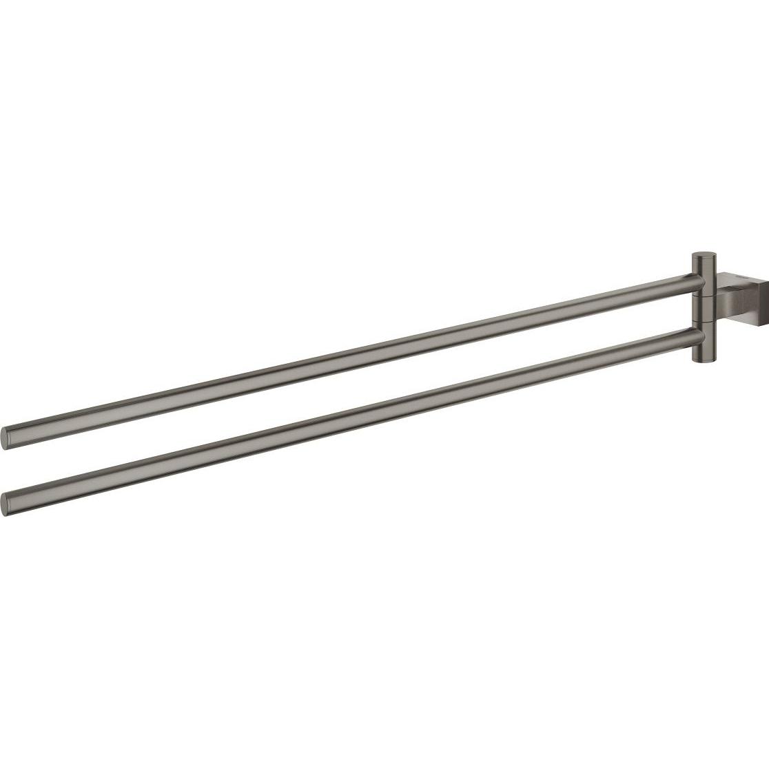 Grohe, Handtuchhalter + Handtuchhaken, Handtuchstange Essential Cube hard graphite gebürstet 40624AL1