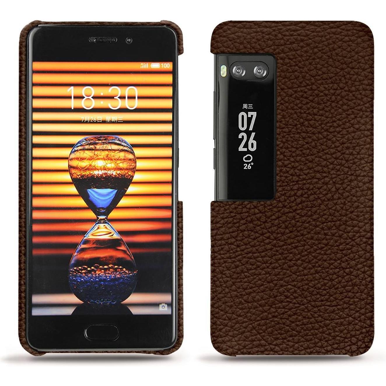 Noreve Lederschutzhülle (Meizu Pro 7 Plus), Smartphone Hülle, Braun