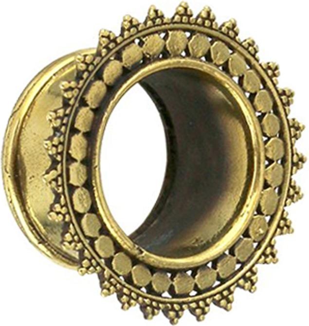 Image du produit Star Piercing Flesh Tunnel doré fleur cercle avec des points (Laiton)