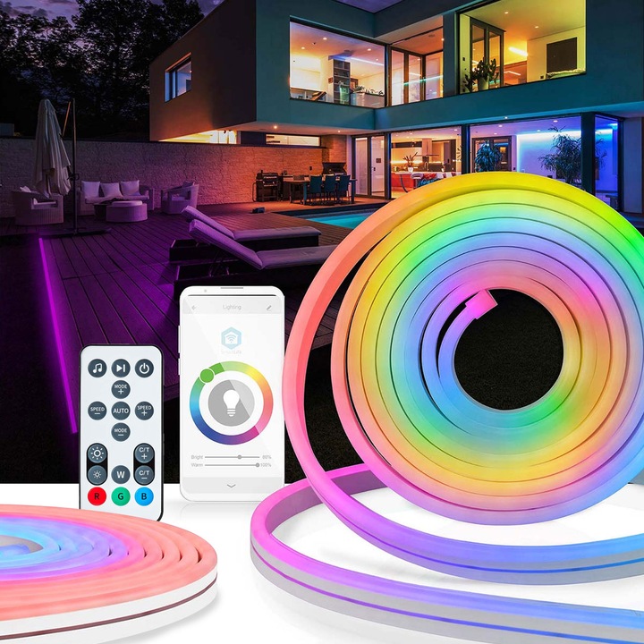 Actual product image Nedis WIFILN51CRGB Smart Full Color LED pásek Wi-Fi | Více barev | 5000 mm | IP65 | 960 lm, F (Multicoloured, 500 cm, Indoor, Outdoor)
