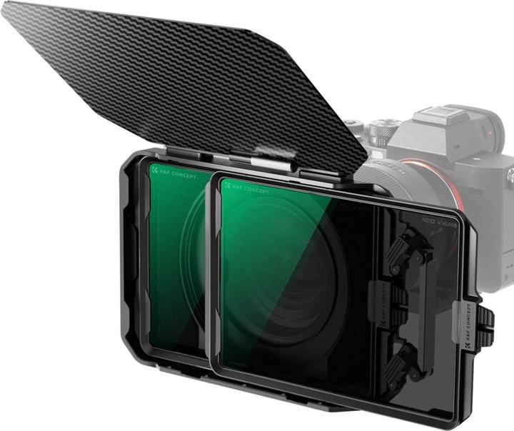 Image du produit K&F Concept Square Movie Blackout Kit, 2 Slots 4*5.65, +Sqaure ND4+ND32, with 67/72/77/82/95mm Adapter Ring (67 mm, 101.60 mm)