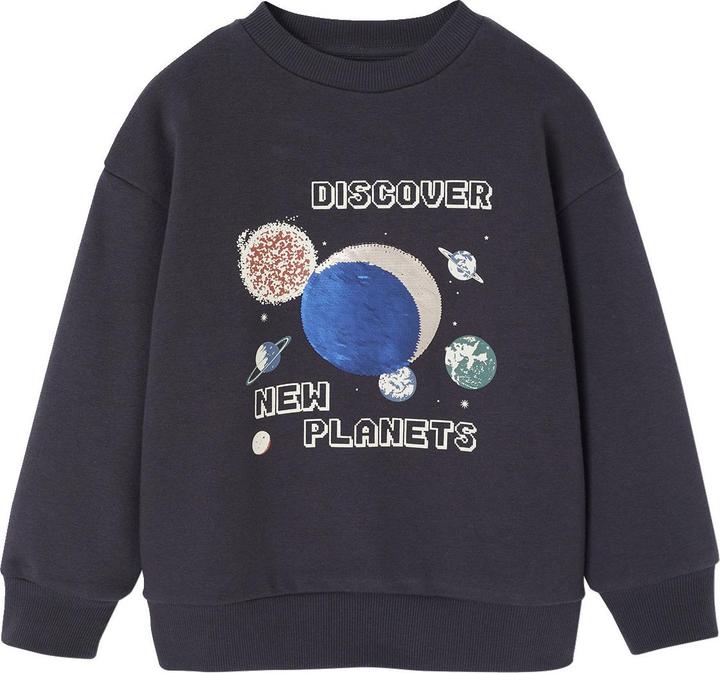 Produktbild Vertbaudet Jungen Sweatshirt, Planeten mit Wende-Pailletten (116)