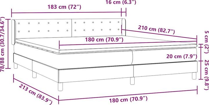 Actual product image vidaXL Boxspringbett (180 x 210 cm)