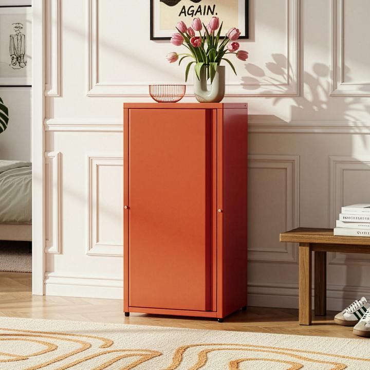 Actual product image En.Casa Metallschrank Burlöv Stahl Ziegelrot (88 x 40 x 35 cm)