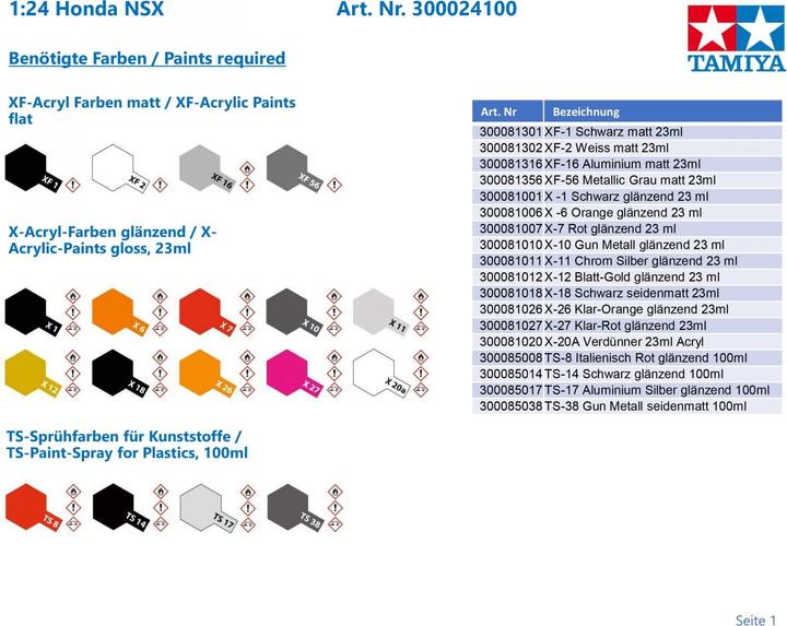 Produktbild Tamiya 1:24 Honda NSX