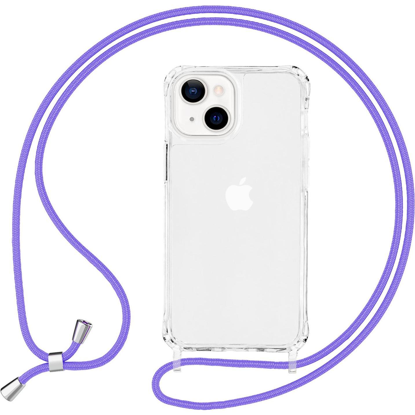 Nalia Klare Hülle mit Kette zum Umhängen, Handykette, Violett
