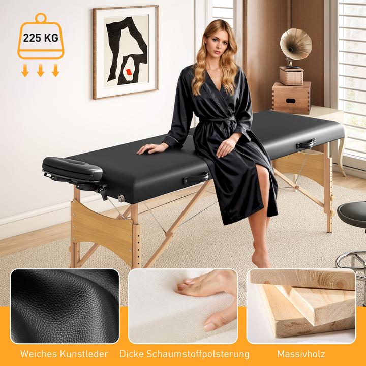 Actual product image Homcom Massageliege Kunstleder, Holz Schwarz