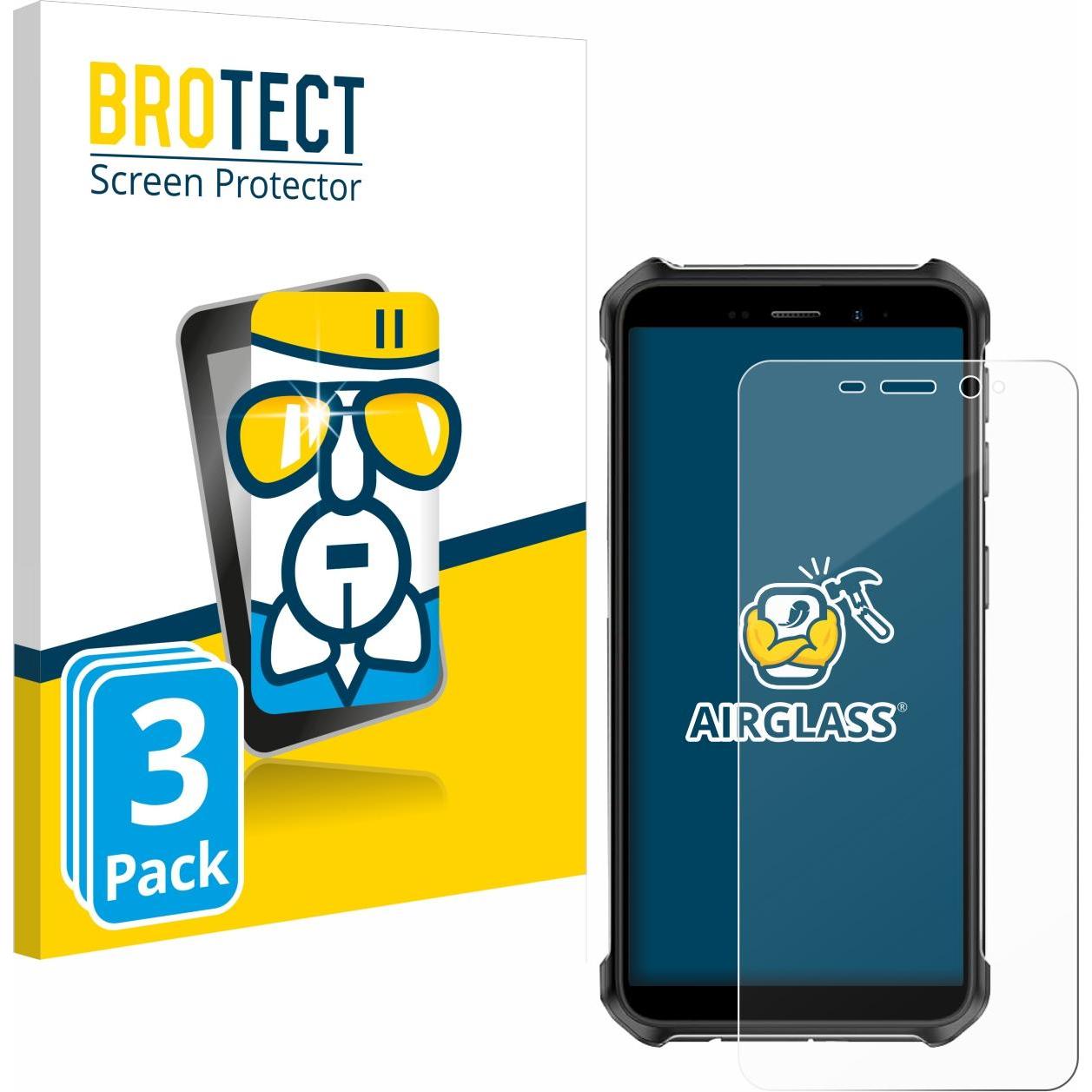 BROTECT AirGlass Panzerglasfolie (3 Stück, Ulefone Armor X12 Pro), Smartphone Schutzfolie, Transparent