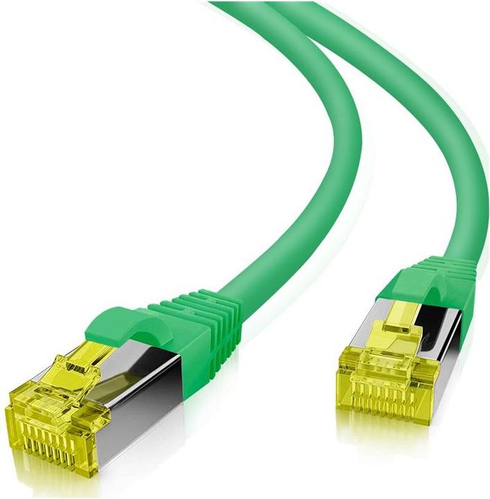 Actual product image Helos GRS certified Cat 6a patch cable with Cat 7 raw cable TPE green 5.0m (S/FTP, CAT7, 5 m)