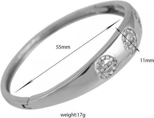 Actual product image Hermex LUXURY Platinum Plated Bangle Bracelet Charms Zirconia - Platinum (Copper-nickel alloy)