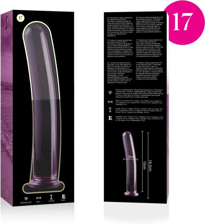 Actual product image Ibiza Nebula Series By ™ - Model 17 Dildo Borosilicate Glass 18.5 X 3 cm Pink