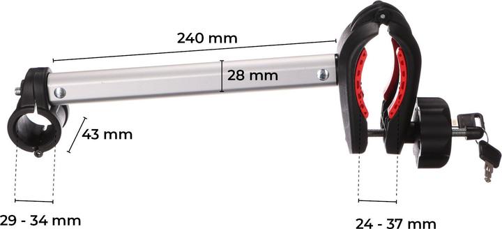 Productafbeelding Sixtol Fietsframe-arm / beugel voor fietsendrager op trekhaak, lang, lengte 24cm - reserveonderdeel