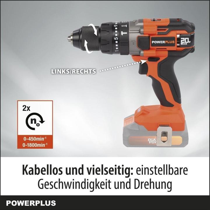 Produktbild Powerplus Dual Power Schlagbohrmaschine, -schrauber 20V 50Nm - exkl. Akku und Ladegerät