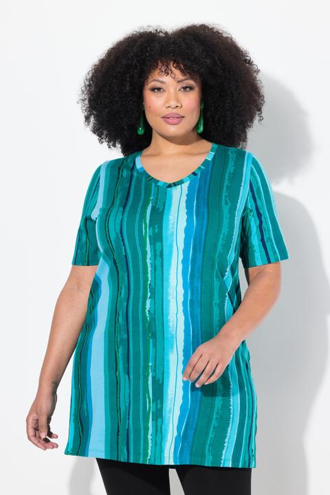 Image du produit Ulla Popken T-shirt long imprimé, ligne A, col V et manches courtes (46, 48)