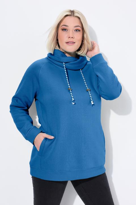 Actual product image Ulla Popken Drawstring Collar Long Sleeve Sweatshirt (58, 60)