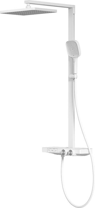Produktbild Emke Duschsystem mit Thermostat Mattweiß Durchflussmenge einstellbar 4-Strahl-Handbrause inkl. Duschstang