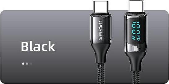 Produktbild Usams Kabel pleciony U78 USB-C na USB-C LED 1.2m 100W Fast Charging czarny/black SJ546USB01 (US-SJ54 (1.20 m, USB 3.2 Gen 1, 100 W)