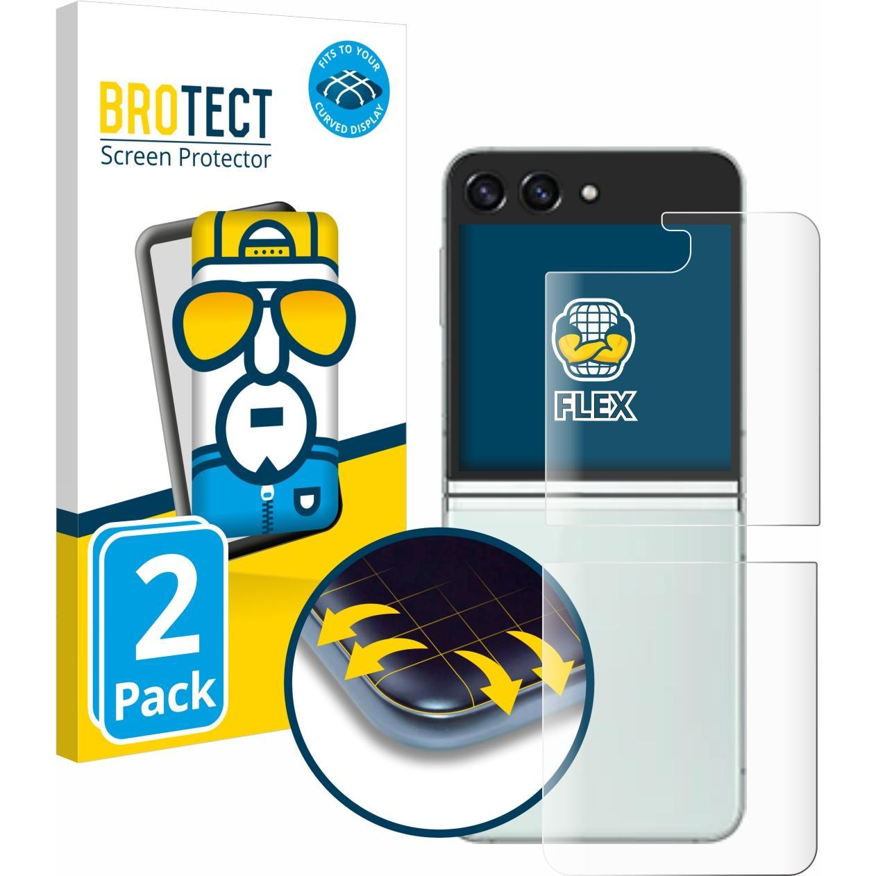 BROTECT Full-Cover Displayschutz (2 Stück, Samsung Galaxy Z Flip5), Smartphone Schutzfolie, Transparent