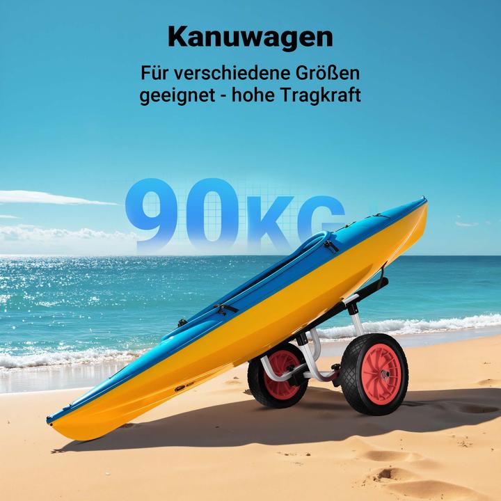 Produktbild Wiltec Alu Transportwagen 90kg grosses PU-Rad Ø31cm Kajakwagen Kanu Kanuwagen Kajak