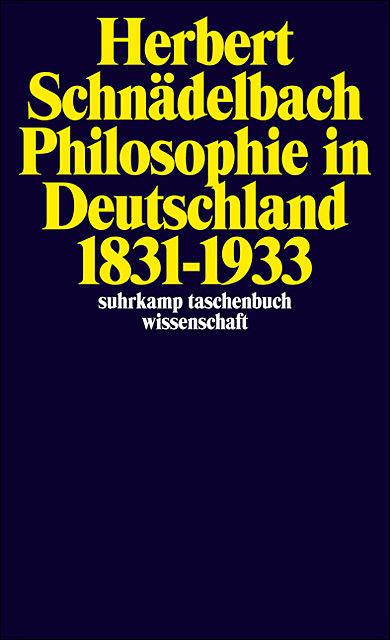 Actual product image Philosophie in Deutschland 18311933 (German, Herbert Schnädelbach, 1983)