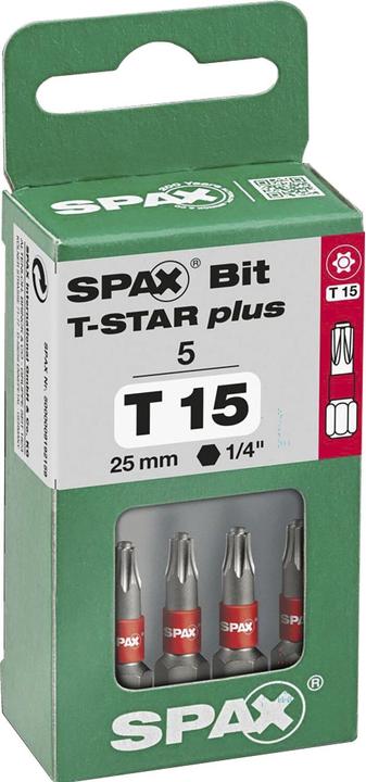 Actual product image Spax BIT T-STAR PLUS T15 25mm S (Hexagon socket TX)