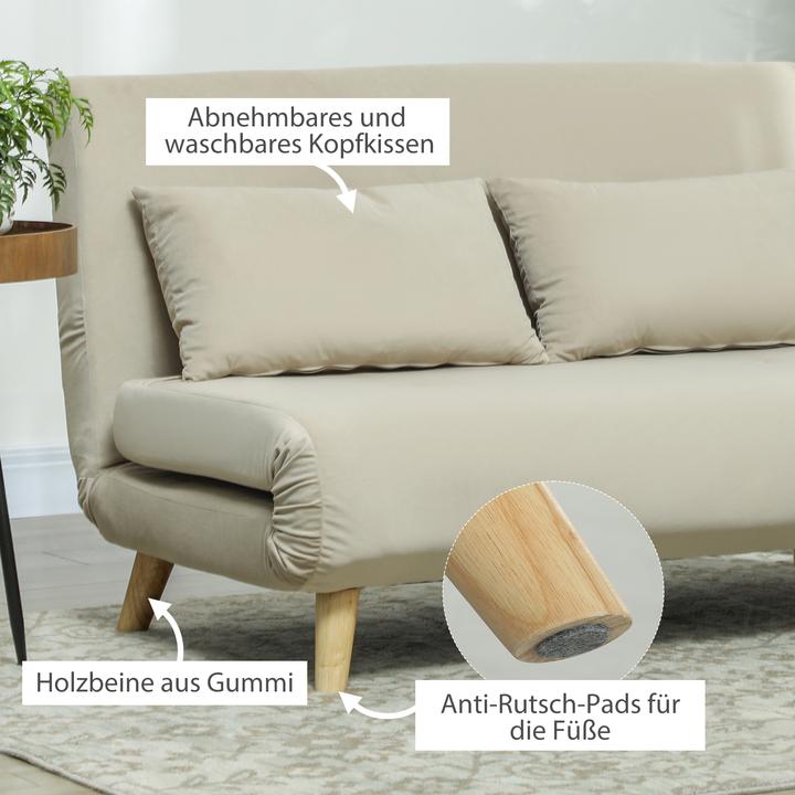 Produktbild Homcom Schlafsofa Polyester, Stahl Beige (2-Sitzer)
