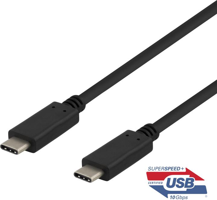 Produktbild Deltaco USB-C to USB-C Cable, 1m, 10Gbps, 100W 5A, USB 3.1 Gen Black USBC-1402 (1 m, USB 3.2 Gen 2, 100 W)