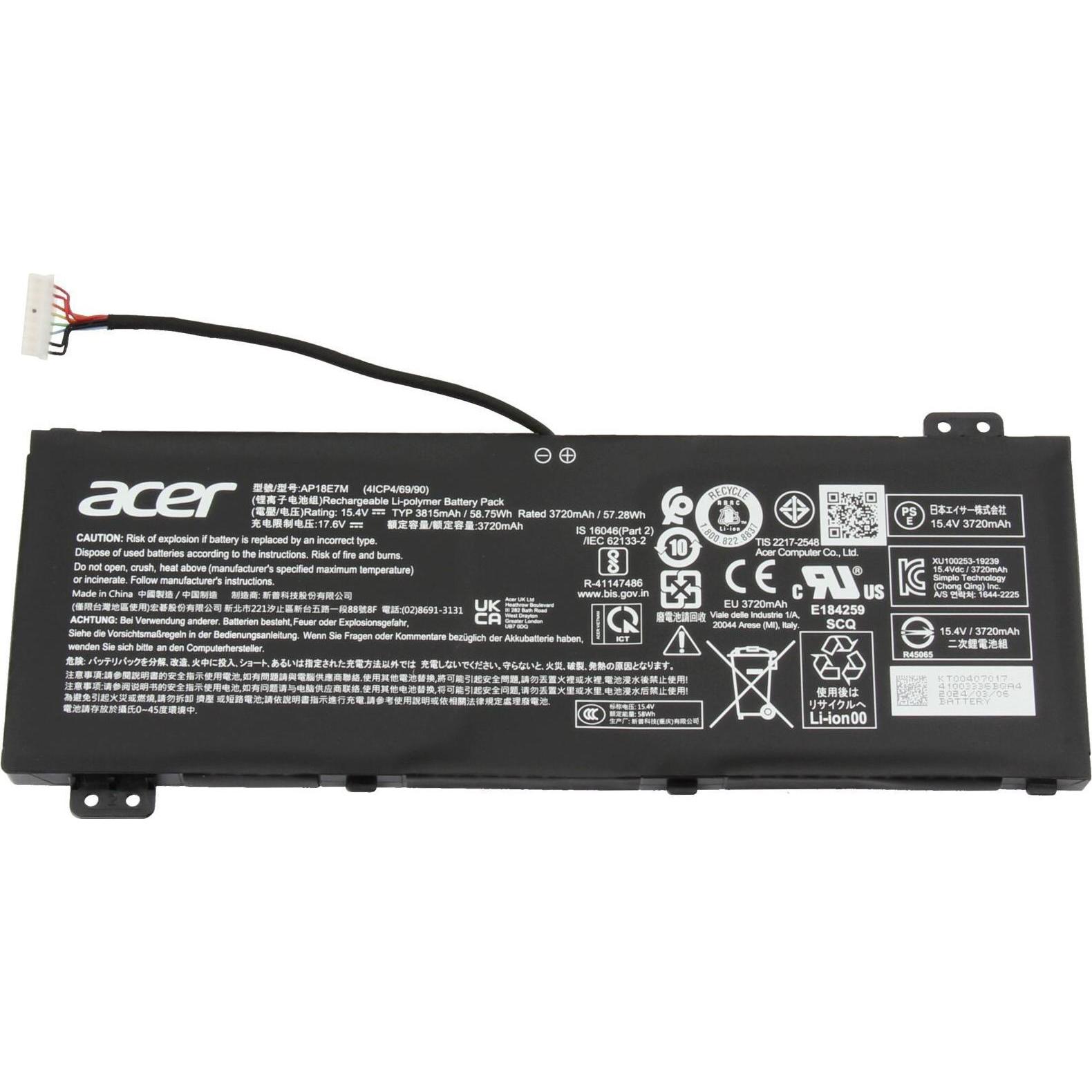 Acer KT.00407.013 (4 Zellen, 3815 mAh), Notebook Akku
