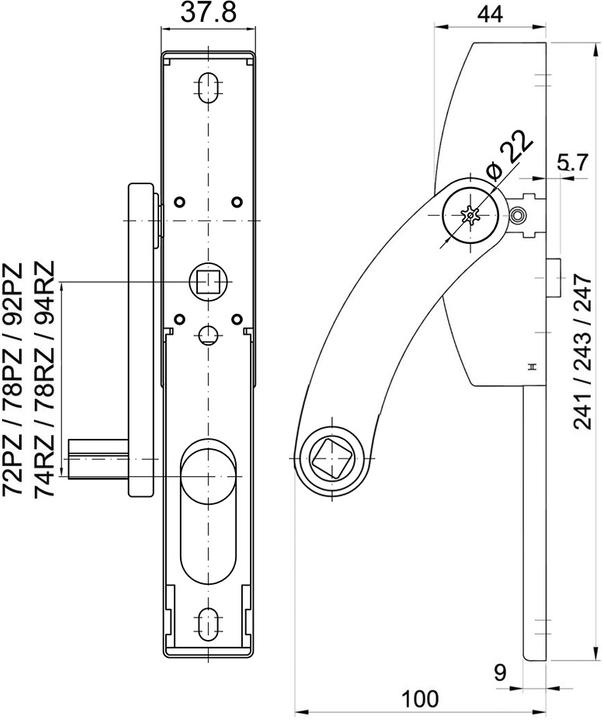 Actual product image MSL Panic fitting 5971 (Door handle)