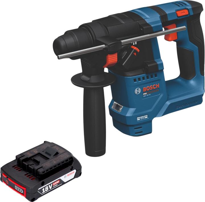 Produktbild Bosch Professional Bosch GBH 18V-18 Professional Akku Bohrhammer 18 V 1,5 J SDS plus Brushless + 1x Akku 2,0 Ah - ohne
