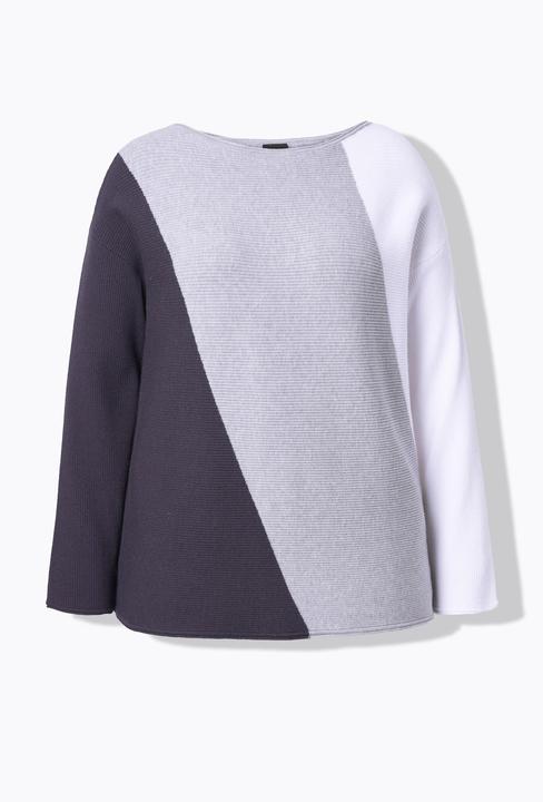 Produktbild Ulla Popken Pullover, Blockstreifen, U-Boot-Ausschnitt, Langarm (60)