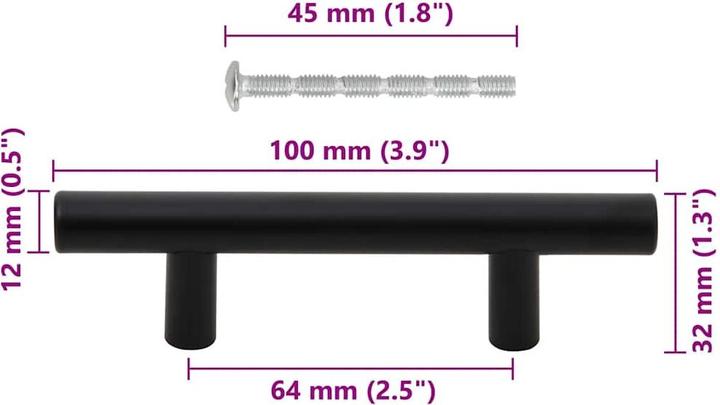 Produktbild vidaXL Möbelgriffe 20 Stk. Schwarz 320 mm Edelstahl,Farbe