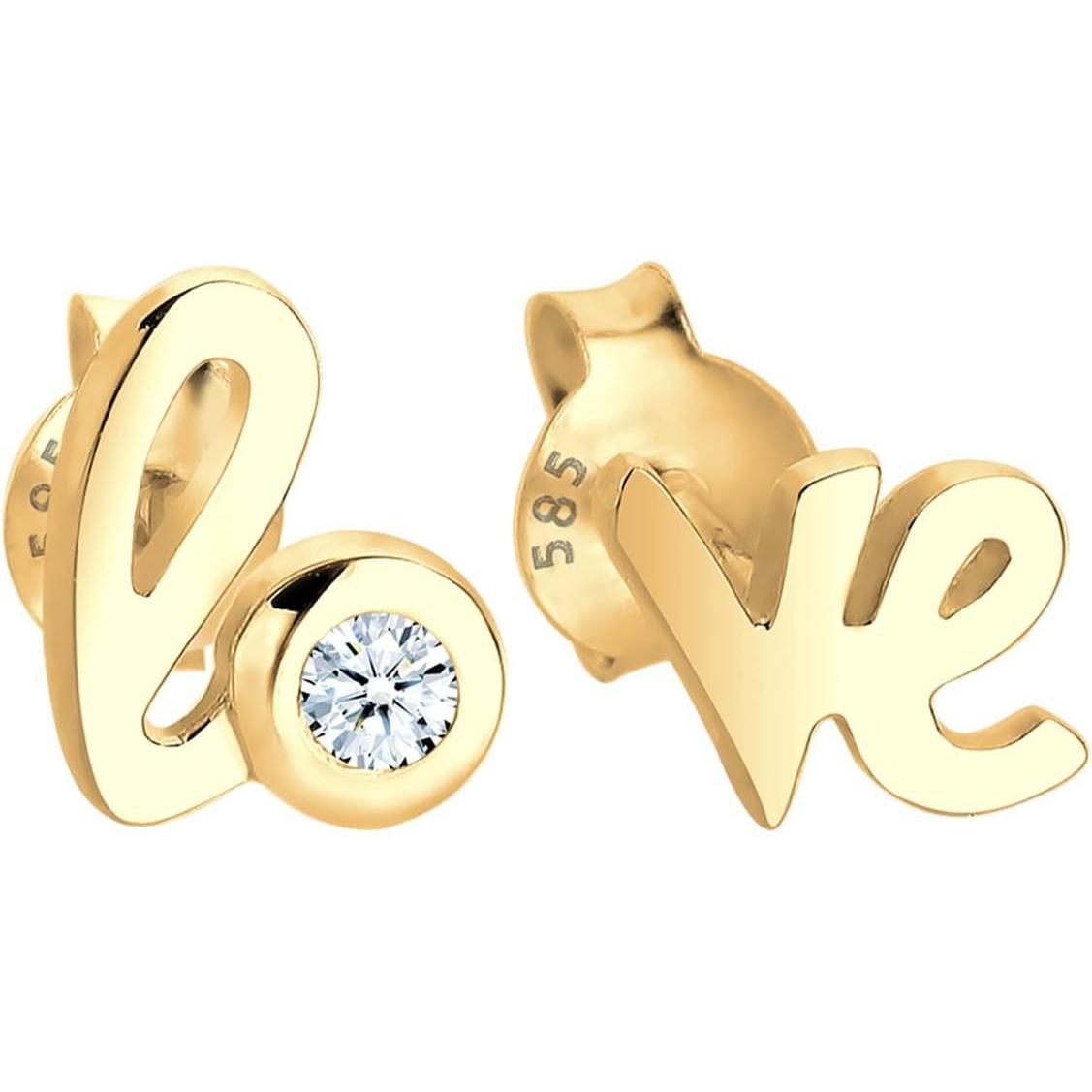 Elli, Orecchini, Liebesbrief-Diamantohrringe, (585 Oro Giallo)