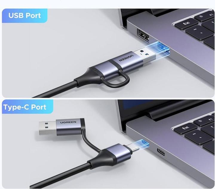 Actual product image Ugreen HD HDMI to USB-A/USB-C Video Capture Card / Adapter - Gray