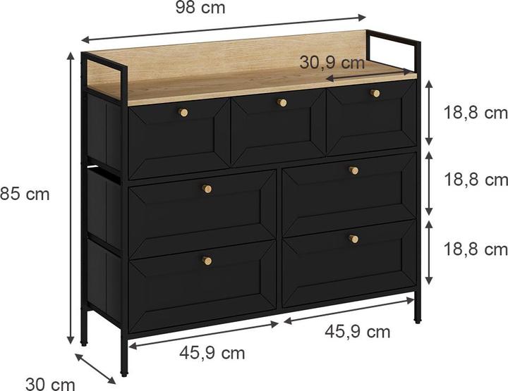 Actual product image Vicco Belaro with 7 drawers (98 x 30 x 85 cm)