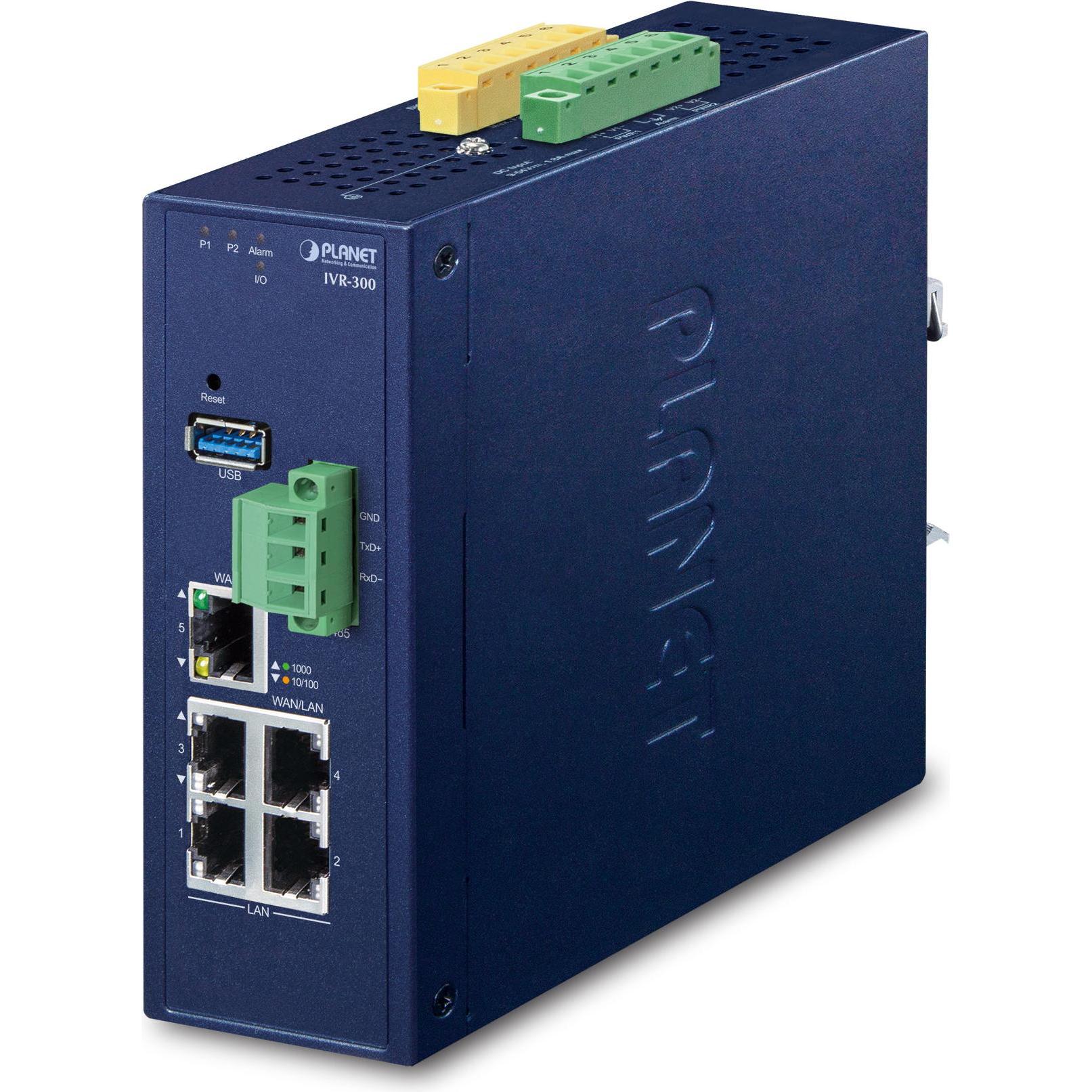 Planet Gateway industriale di sicurezza VPN GE a 5 porte IVR-300 (5 porte), Switch di rete, Blu
