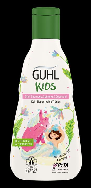 Immagine prodotto Guhl Kids 3in1 Shampoo, Spülung, Duschgel Mandelmilch (250 ml, Shampoo liquido)