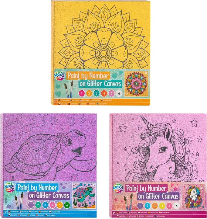 Produktbild Grafix Malen nach Zahlen Glitzer-Leinwand, 9-teilig.