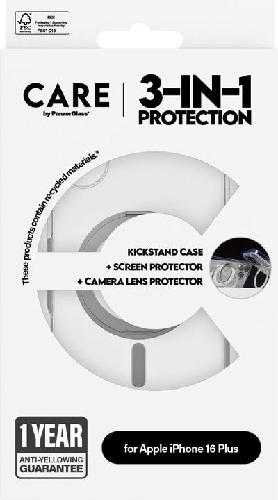 Productafbeelding PanzerGlass CARE Feature 3-in-1 keramische bundel iPhone '24 6,7" (1 Stuk, Apple iPhone 16 Plus)