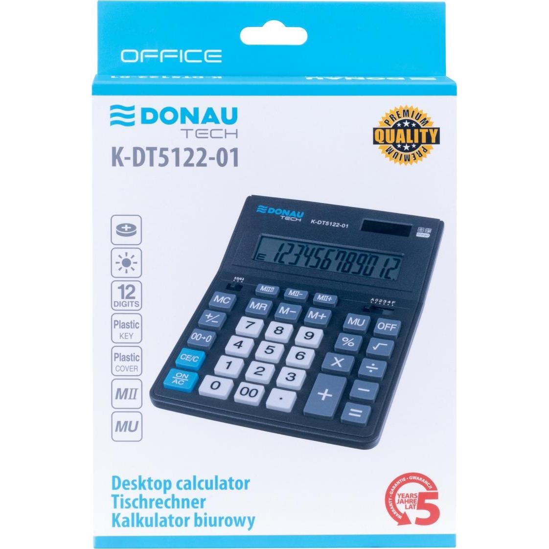 Thumbnail - Donau, Taschenrechner, Bürorechner tech, 12-stellig, anzeige, masse 201x155x35mm, schwarz