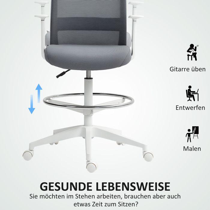 Image du produit Swisshandel24 Schreibtischstuhl, drehbar, rollbar, Netzrücken, Schaumstoffkissen, Grau