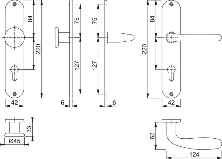 Immagine prodotto Hoppe Set di rosette lunghe Cardiff E48/302/1850Z in acciaio inox F69 PZ 72 mm DIN sinistra/destra (Maniglia della porta)