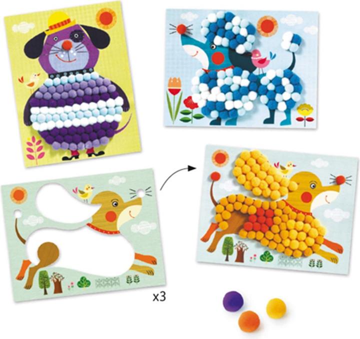 Produktbild Djeco Pompom Collagen Hunde