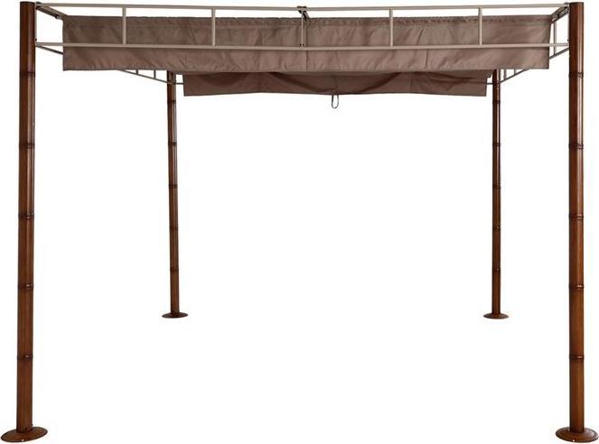 Immagine prodotto Mendler Pergola HWC-L42, robusta struttura in metallo da 7 cm 3x3 m in stile bambù, marrone tortora (290 cm, 290 cm)
