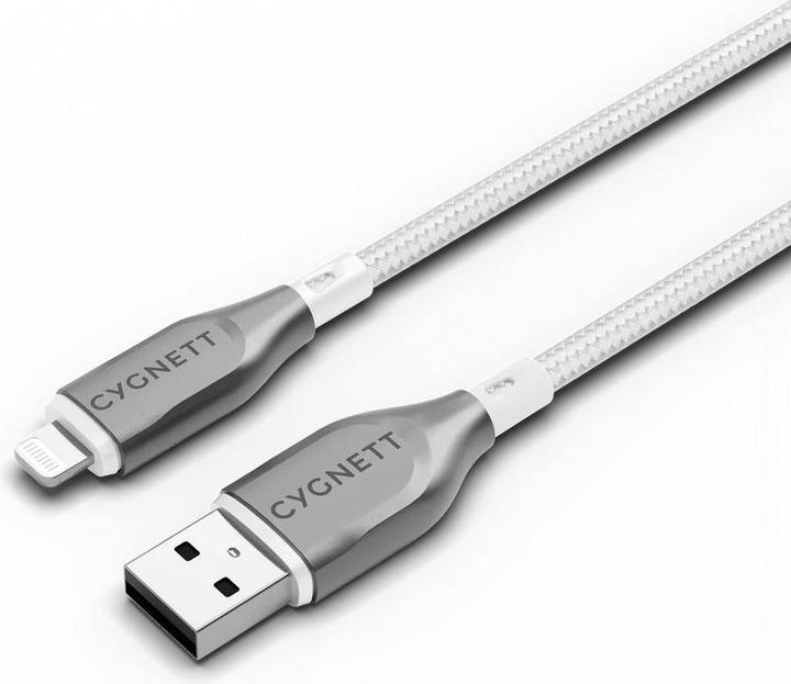 Productafbeelding Cygnett Gepantserde Lightning-naar-USB-A-kabel, wit, 2 m (2 m, USB 2.0, 12 W)