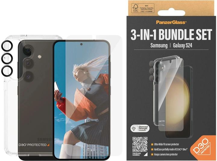 Produktbild PanzerGlass Bundle Ultra Wide FIt Glass + Case + Lens (1 Stück, Samsung Galaxy S24)