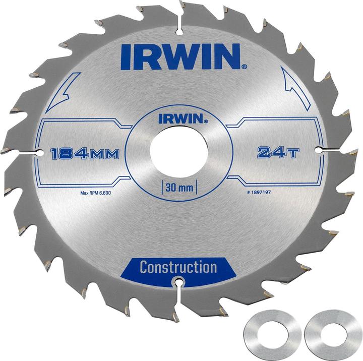 Produktbild Irwin IRW1897197 184 x 30 mm, 24 Zähne Kreissägeblatt mit ATB Zahn Mahlgrössen
