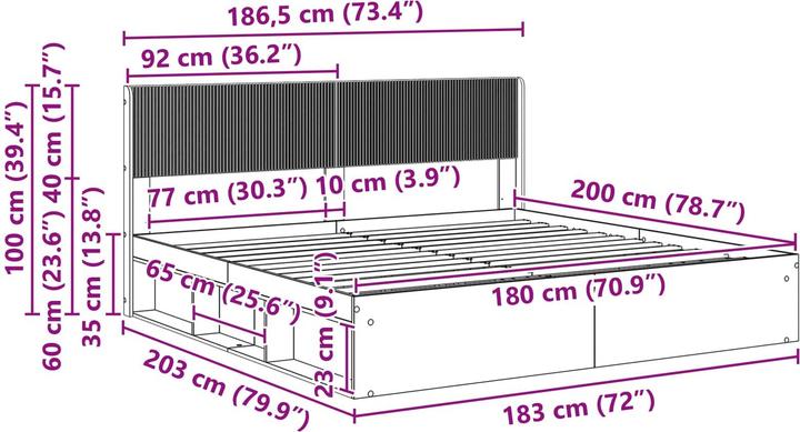 Produktbild vidaXL Bettrahmen (180 x 200 cm)